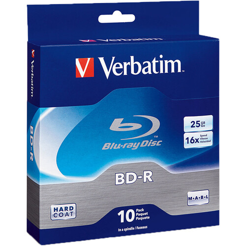 Verbatim BD-R Blu-Ray 25GB 16x (10 Pack Spindle) 97238 B&H Photo