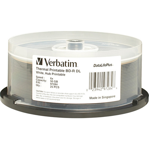 Verbatim 50GB 8x DataLifePlus White Thermal Hub Printable (25 Discs)