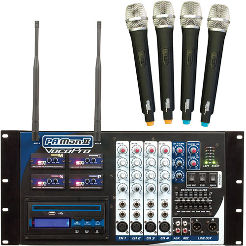 VocoPro PA-MAN II-3 Four-Channel Wireless All-In-One PA System