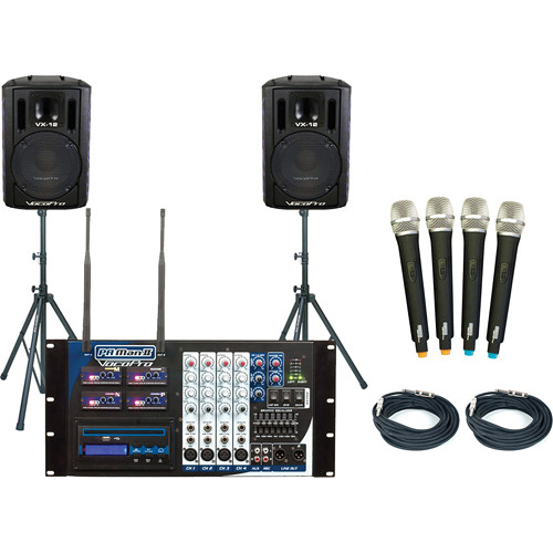 VocoPro PA-MAN II PRO 4-Channel Wireless All-In-One PA System Package