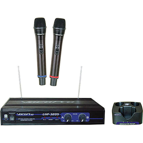 VocoPro UHF-3205 - UHF Dual-Channel Rechargeable Wireless Mic System