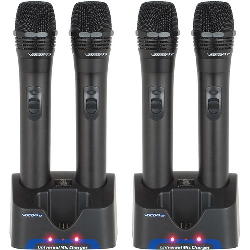 VocoPro UHR UHF Handheld Rechargeable Microphones with Charging Stations
