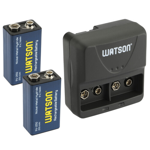 Watson 2-Bay 9V Charger & 2 9V Rechargeable Batteries Kit