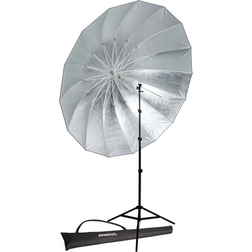 Westcott 7' Parabolic Umbrella (Silver) with 8.0' Stand Promo Kit