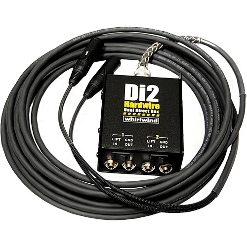 Whirlwind DI2-050-BK Di2 Hardwired Dual Direct Box with XLR Fanout (50', Black)