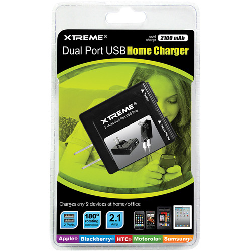 Xtreme Cables Dual Port USB Home Charger (Black)