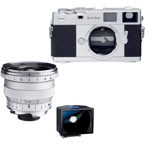 ZEISS Ikon Rangefinder Film Camera, 18mm f/4 Distagon T* ZM Lens, 18mm ZI Viewfinder Bundle (Silver)