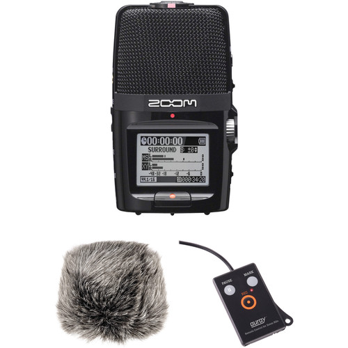 Zoom H2n Recorder with Custom-Tailored Windscreen and Remote Bundle