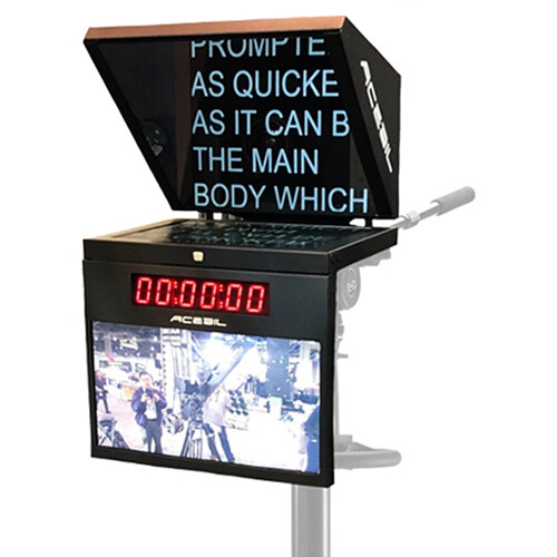 Acebil 17" Studio Prompter System with Time Code Clock, Talent Monitor, and Controller