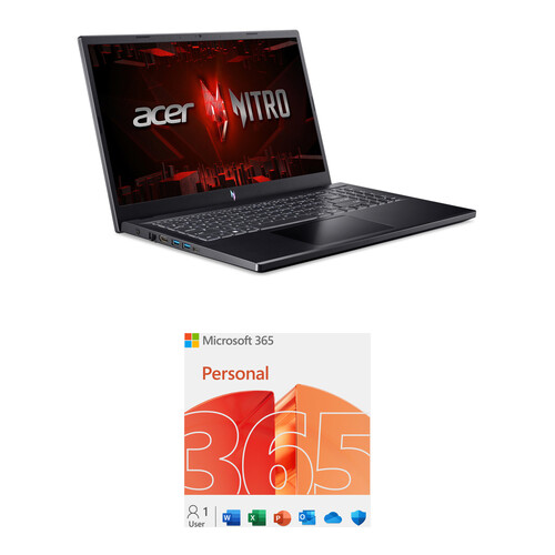 Acer 15.6" Nitro V 15 Gaming Laptop Kit with Microsoft 365 Personal 1-User, 1-Year License