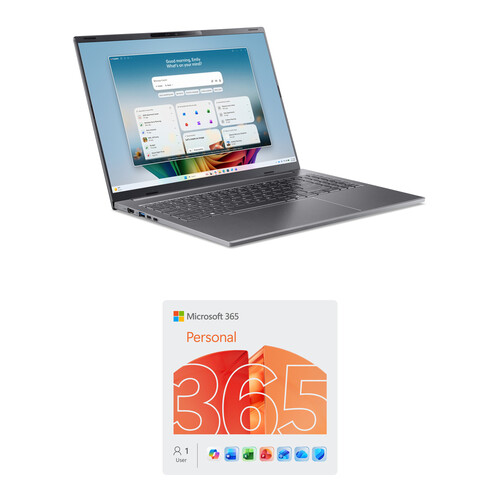 Acer 16" Aspire 16 AI Laptop and Microsoft 365 Personal Kit (1-User License / 12-Month Subscription / Download)