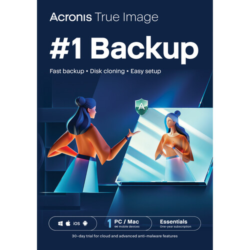 Acronis True Image Essential Edition (1 Windows or Mac License, 1-Year Subscription, Boxed)
