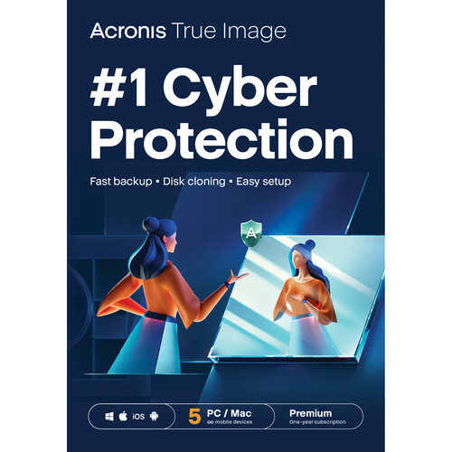 Acronis True Image Premium Edition (5 Windows or Mac Licenses, 1-Year Subscription, Download)