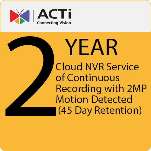 ACTi Cloud NVR Recording with Motion Detection (2MP, 45 Days, 24 Months)