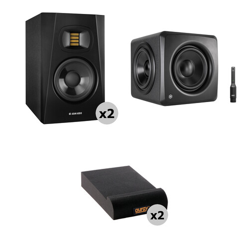 Adam Professional Audio Two T5V Studio Monitors with iLoud Subwoofer and Isolation Pads Kit