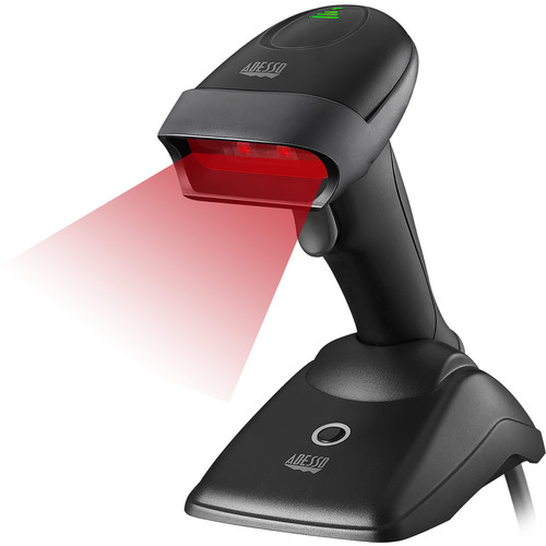 Adesso NuScan 2500CR Wireless Spill Resistant Antimicrobial CCD Barcode Scanner with Charging Cradle