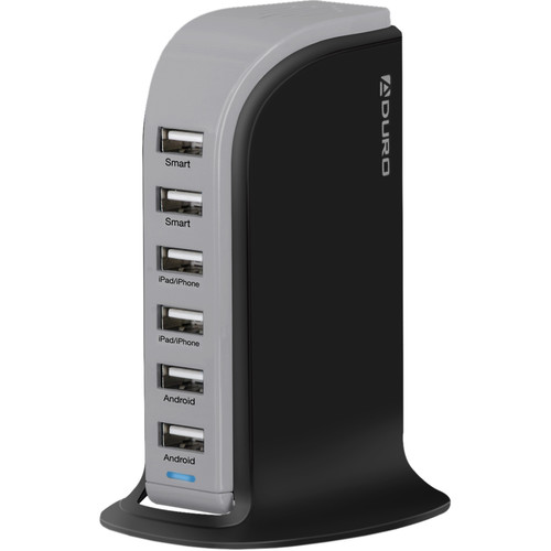 Aduro 6-Port USB Charger (Black/Gray)