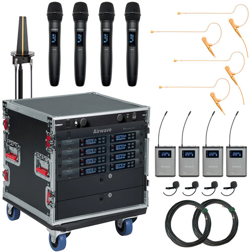 Airwave Technologies AT-SYS-8-COMBO 8-Person Digital Wireless Combo Microphone System (A: 470 to 489 MHz / B: 514 to 542 MHz)