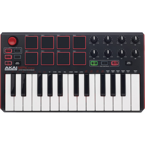 Akai Professional MPK Mini MKII Compact Keyboard and Pad Controller (Black on White)
