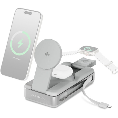 ALOGIC Roam 6-in-1 Magnetic Wireless Power Bank (Light Gray, 21,000mAh)