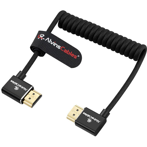 Alvin's Cables Coiled 8K HDMI 2.1 Left-Angle to Right-Angle Braided Cable (12 to 18")