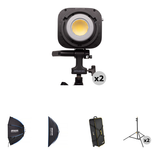 amaran Halo 200x Bi-Color LED Monolight with Softbox and Light Stand (2-Light Kit)