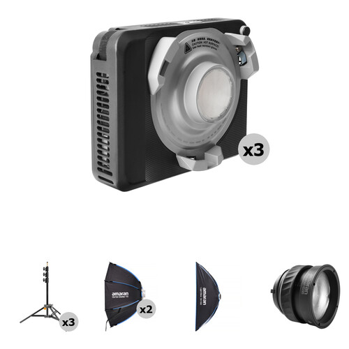 amaran Ray 120c RGB LED Monolight with Softbox and Stand (3-Light Kit)