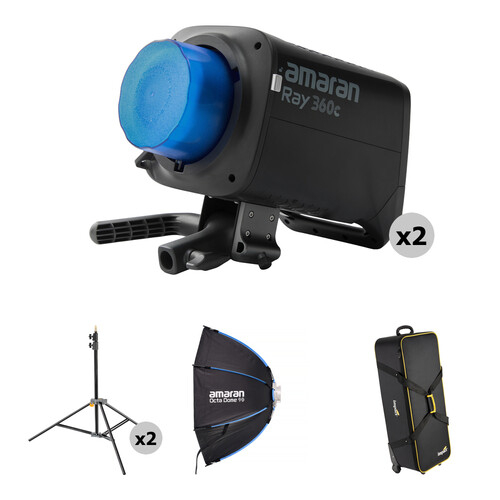 amaran Ray 360c RGB LED Monolight with Light Dome and Stand