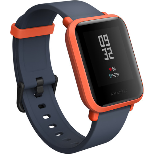 Amazfit Bip Smartwatch (Cinnabar Red, Black Silicone Band)