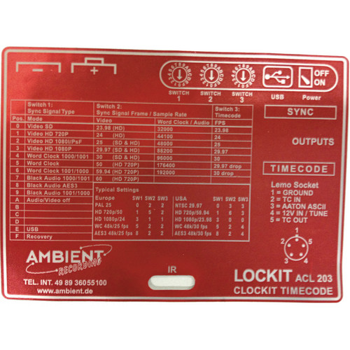 Ambient Recording Label for ACL-203 Lockit Timecode and Sync Generator (Red)