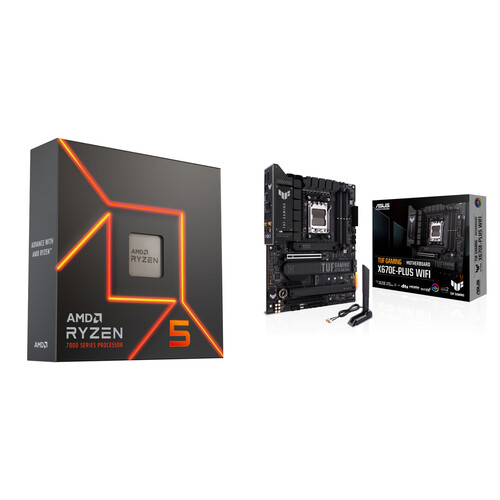 AMD Ryzen 5 7600X 4.7 GHz Six-Core AM5 Processor & ASUS TUF GAMING X670E-PLUS WIFI ATX Motherboard Kit