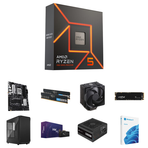 【セット】Ryzen 5 7600x & M2 SSD 1TB AMD Ryzen 5 7600X Mid-Tower Desktop Computer Builder's Bundle