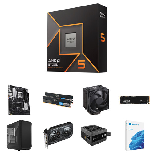 AMD Ryzen 5 9600X Mid-Tower Desktop Computer Builder's Bundle