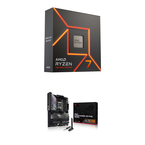 AMD Ryzen 7 7700X 4.5 GHz 8-Core Processor & ASUS ROG Crosshair X670E HERO ATX Motherboard Kit