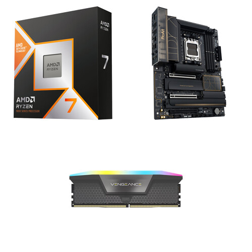 AMD Ryzen 7 9850X3D with ASUS ProArt X870E-Creator WiFi & Corsair 32GB VENGEANCE RGB DDR5-6000 Combo