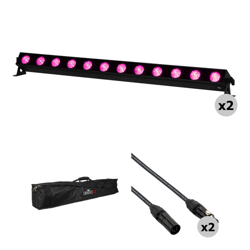 American DJ UBL12H RGBAL+UV Linear Light Bar Kit with Bag and DMX Cables (2-Pack)