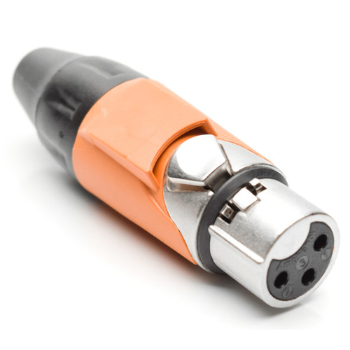 Amphenol AX3F3M 3-Pole Female XLR Connector with Satin-Nickel Finish (Orange Mark Sleeve)