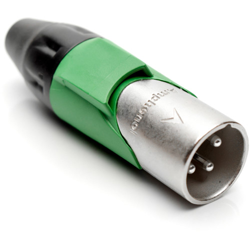Amphenol AX3M5M 3-Pole Male XLR Connector with Silver Contacts and Satin-Nickel Finish (Green Mark Sleeve)