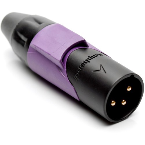 Amphenol AX3MB7M-AU 3-Pole Male XLR Connector with Gold Contacts (Black Finish, Violet Mark Sleeve)