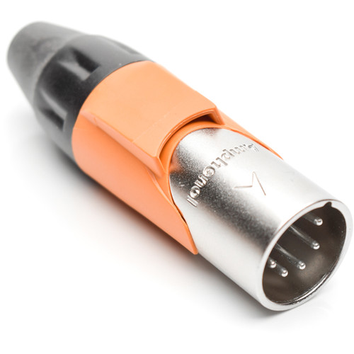Amphenol AX Series 5-Pin XLRM Cable Connector with Marking Sleeve (Orange)