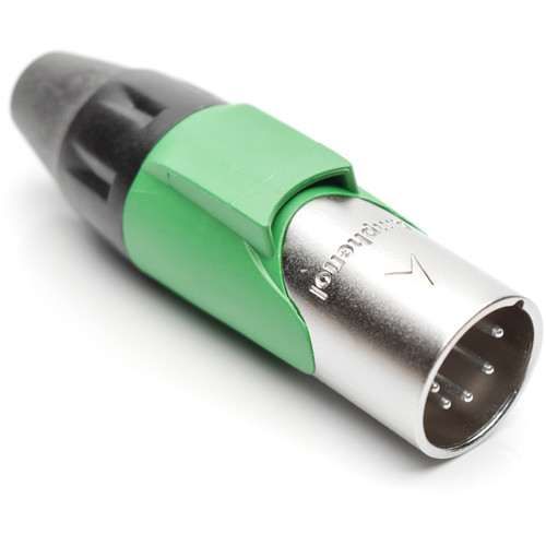 Amphenol AX Series 5-Pin XLRM Cable Connector with Marking Sleeve (Green)