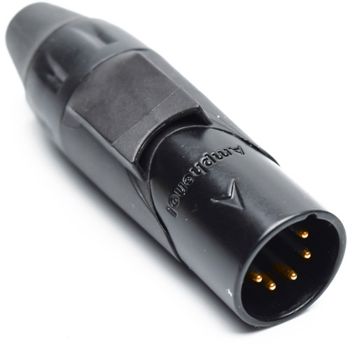 Amphenol AX Series 5-Pin XLRM Cable Connector with Marking Sleeve (Black)