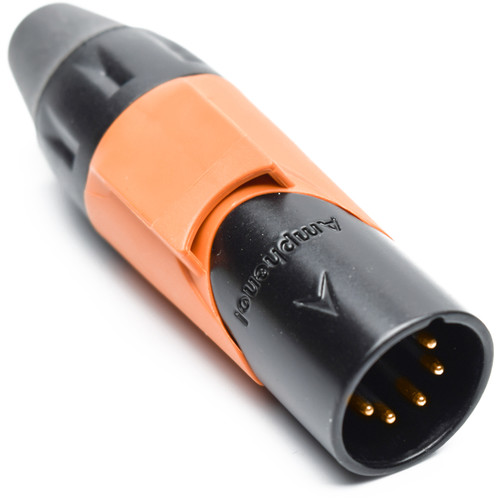 Amphenol AX Series 5-Pin XLRM Cable Connector with Marking Sleeve (Orange)