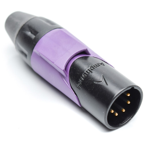 Amphenol AX Series 5-Pin XLRM Cable Connector with Marking Sleeve (Violet)