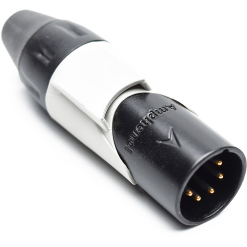 Amphenol AX Series 5-Pin XLRM Cable Connector with Marking Sleeve (Gray)