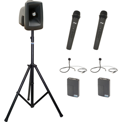 Anchor Audio MegaVox 2 System 4 Loudspeaker with Two WH-LINK Handheld Mics, Two WB-LINK Beltpacks, and Two Wireless Collar Mics