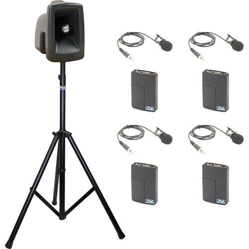 Anchor Audio MegaVox 2 SYSTEM 4 with Four WB-LINK Beltpacks and Four LM-LINK Lavalier Mics
