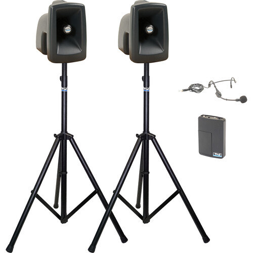 Anchor Audio MegaVox 2 COMP 1 Speaker Pair with WB-LINK Beltpack and HBM-LINK Headset Mic