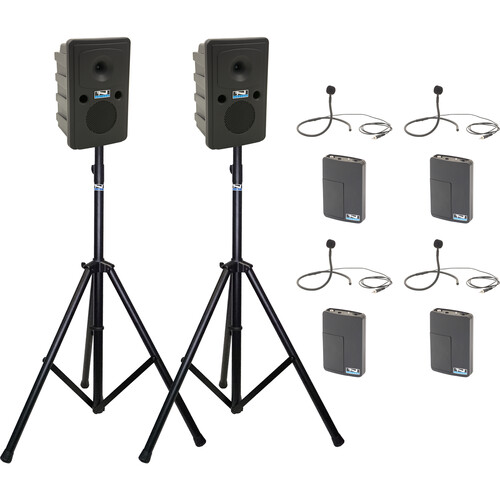 Anchor Audio Go Getter COMP 4 Speaker Pair with Four WB-LINK Beltpacks and Four CM-LINK Collar Mics