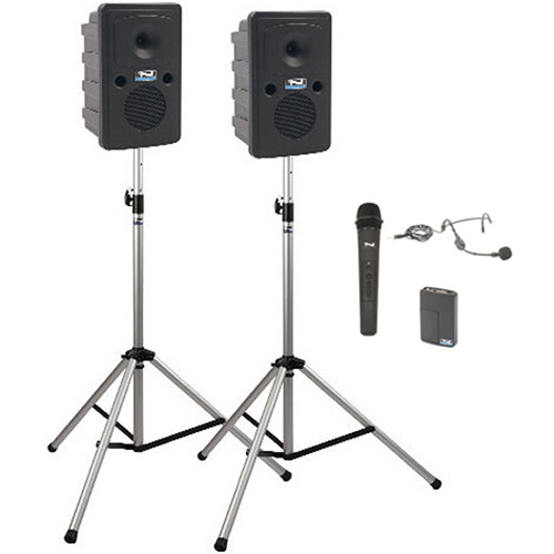 Anchor Audio Go Getter 2 Air X2 with Wireless Handheld Mic, Wireless Belt Pack Transmitter, Headband Mic, and 2 Speaker Stands